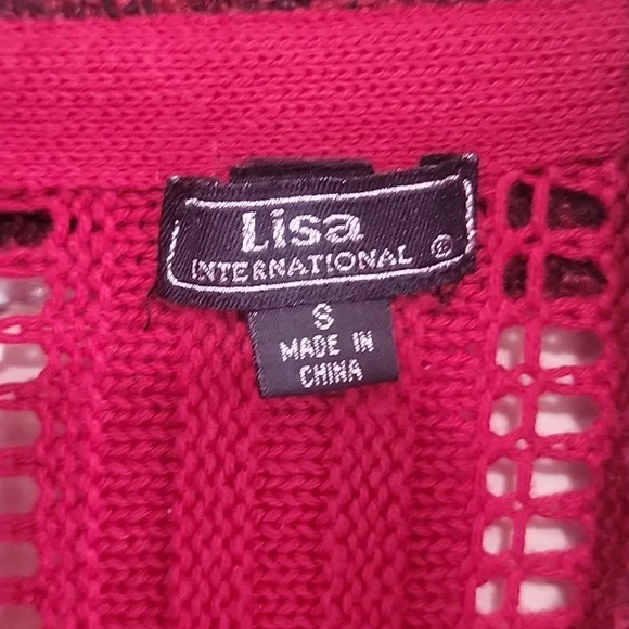 Y2K Lisa International Red Cardigan with A-Line Silhouette - Picture 2 of 5